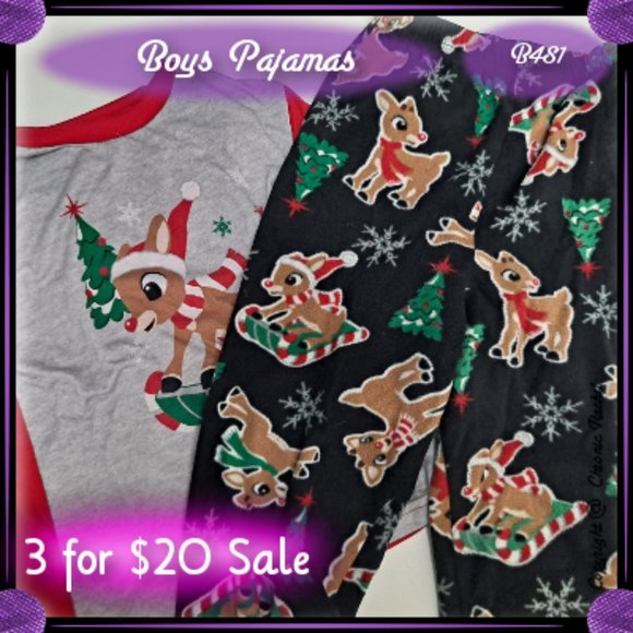 Red and Black Rudolph Pajamas - Picture 2 of 6